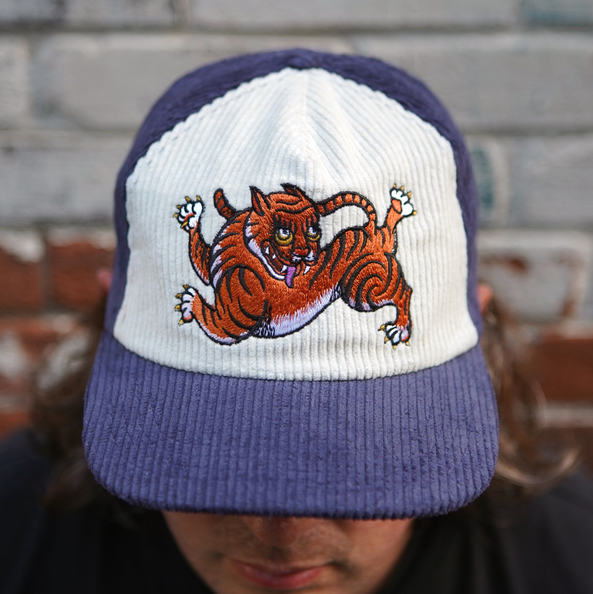 Happy Tiger Two-Tone Corduroy Hat