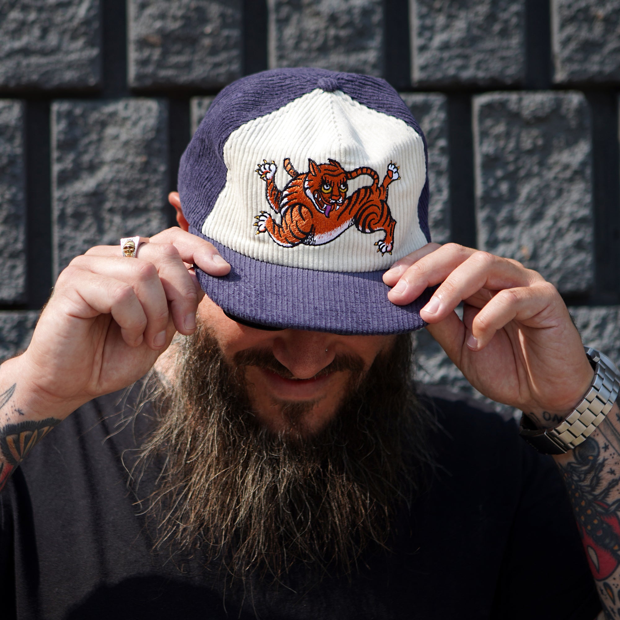 Happy Tiger Two-Tone Corduroy Hat