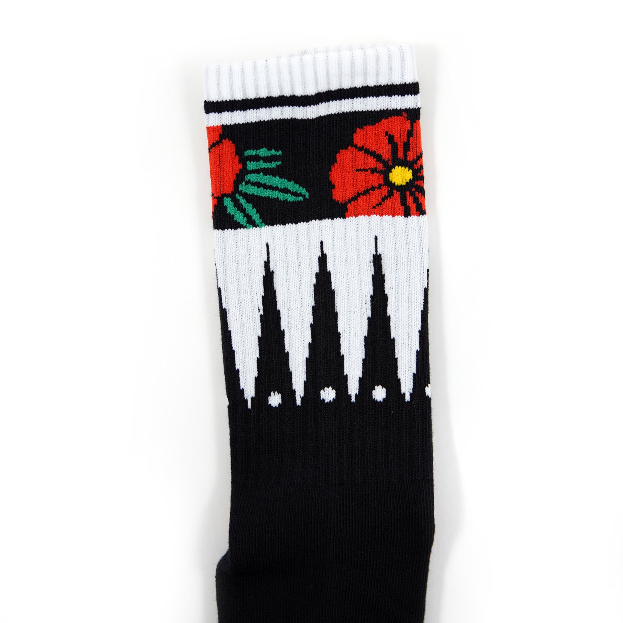 Geometric Flower Black Socks