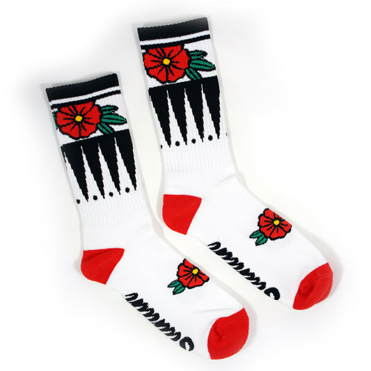 Geometric Flower White Socks
